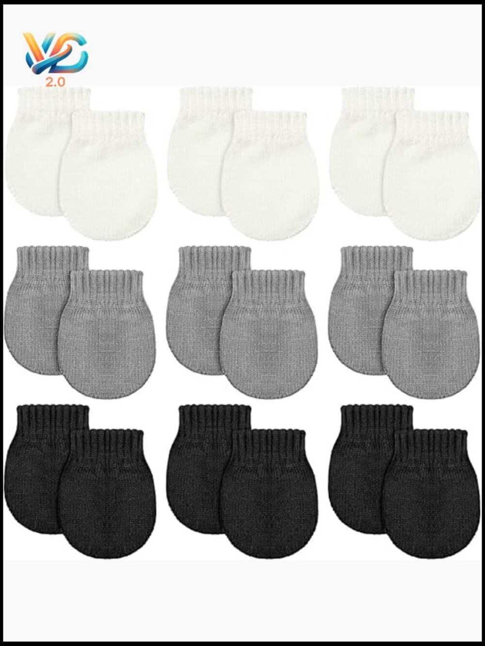 Knitted Baby Mittens 9-Pack Warm Winter Gloves Scratch-Proof Elastic Cuffs